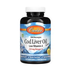 칼슨 노르웨이 자연산 대구간유젬스 저용량 비타민A 레몬맛 오메가3 230mg 소프트젤 150정