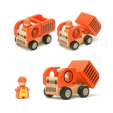어린이 덤프트럭 드라이버 원목장식 두돌블럭 미니카, 1피스, 1개