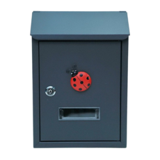 直邊信箱 21.5x7x30cm 郵桶 郵箱 意見箱 紅色瓢蟲信箱, 直黑-瓢蟲