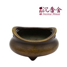 【沉香舍】陳巧生橋耳三足乳爐 金銅爐 收藏級仿古銅爐 香薰爐 附親筆簽名收藏證書/錦盒 保證正品, 1個