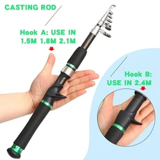 낚시꾼용 휴대용 텔레스코픽 낚싯대 고탄소 여행용 스피닝 캐스팅 미끄럼 방지 바다 장대 1.8m 2.1m 2.4m, 01 Casting_03 1.5M