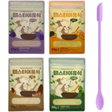 허니팜 햄스터 이유식 4종+ 스패츌라 세트, 4개, 65g