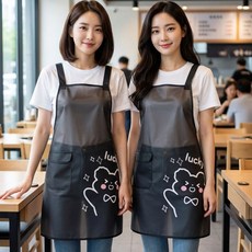 웰지움 반투명 방수 앞치마 주방 업소용 1+1, 1세트, 반투명 블랙 + 반투명 블랙