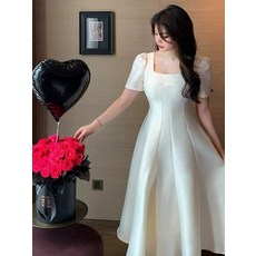 여성 여름 롱 편안한 착용감 원피스 아이보리 컬러 캐주얼 스타일 시원한 외출용