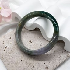 竹影翠光翡翠手鐲 東方古典高雅 佩戴舒適 護身開運收藏禮品, 1個, 淡綠與深綠