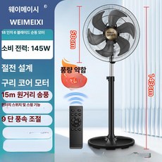 저소음 대형 가정용 선풍기 DC 듀얼 베어링 순동 모터 거실 사무실용, 1개, 6. 18 리모컨 타이머 6 강한 9 거실 작업장 대형