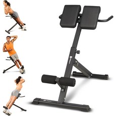 330파운드 용량의 LifePro SculptTrainer 로만 체어 - 올인원 바디 운동을 위한 경사 조절식 하이퍼 익스텐션 벤치 트 코어 및 로어백을 접이식 홈 짐 백 머신, Black, Medium