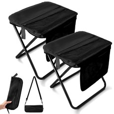 폴딩 캠핑체어 휴대용 크로스백 파우치형 포켓형 초경량 캠핑 접이식 의자, 2개, 검정색