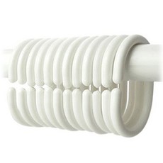 C형 흰색커튼링 12개입 설치걸이 일자형 커튼봉 고리, 상세페이지 참조