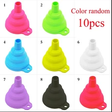 접이식 깔때기 실리콘 휴대용 연료 호퍼 맥주 오일 주방 액세서리 도구 항목, 10 Color random 10pcs