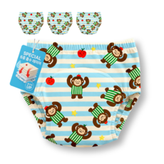 HO-OH 조임없는 유아용 순면 6중 방수 원숭이 배변 훈련팬티 4종 세트, 4개, 블루