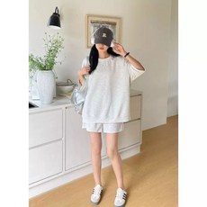 Fee太空棉短袖短褲套裝 兩件式休閒居家服 寬鬆舒適 短袖上衣 短褲 韓系睡衣