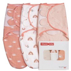 GLLQUEN BABY 신생아용 지퍼가 달린 아기 포대기 침낭 3팩 - 0-3개월 포대기 유아 가방 무지개 및 태양 담요 랩 스몰/미디엄 122107