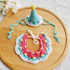 하니펫 반려동물 강아지 뜨게 모자 케이프 세트, 1세트, 스카이