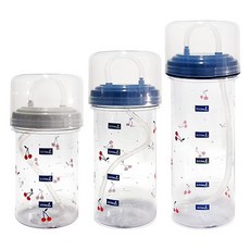 실리콘 빨대 계량물병-체리투명/물통/400ml/500ml/650ml, 체리투명-650ml(뚜껑색상랜덤), 1개