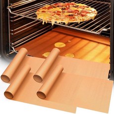 UBeesize 오븐 바닥용 190.5cm(75인치) 롤 재사용 가능한 구리 오븐 라이너 두껍고 튼튼한 논스틱 테프론 오븐 매트 맞춤형 전기 가스 토스터 대류 전자레, 4팩