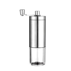 Shark家具 Zigo 不銹鋼 手動咖啡豆磨豆機 家用意式研磨器 可調刻度, 1個, 不銹鋼折疊款