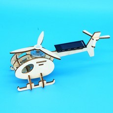 臺灣熱銷 博燃科敎木質益智科敎玩具diy小製作材料包兒童手工模型科學玩具, 太陽能直升飛機材料包, 1個