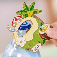 海南三亞椰子城市文創金屬冰箱貼開瓶器, 如圖所示