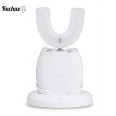 Kuchae u형 전동칫솔 치아미백기 방수 구강 청결 초음파 스케일링, 베이스 충전 화이트, 1개, XYQO1
