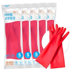 러버랩 팔목라인 고무장갑 소(S), 체리핑크, 5개