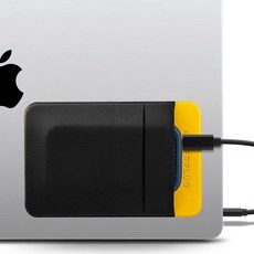 Afterplug 노트북용 2포켓 접착 하드 드라이브 홀더 외장 휴대용 SSD HDD 슬림 마우스 및 케이블용 스틱 온 포켓 파우치 (스몰 - SSD에 적합), S, 블랙 & 옐로우