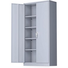 Greenvelly 금속 수납 캐비닛 (문과 조절식 선반 포함) 72인치 잠금식 공구강 차고 캐비닛 다용도 서류 보관 (홈 오피스 차고 학교 주방용 다크 그레이), Dark Gray, 72" Storage Cabinet