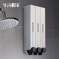 生活采家 三孔給皂機500ml 台灣製 壁掛洗手乳 沐浴乳盒 免釘給皂機 給皂器 壁掛沐浴, 典藏霧銀500ml-3孔(含內管), 1個