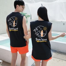 [M XL] SUN SURF 루즈핏 민소매 래쉬가드 남녀공용 비치웨어 수영복 휴양지 바캉스룩 커플 기능성래쉬가드
