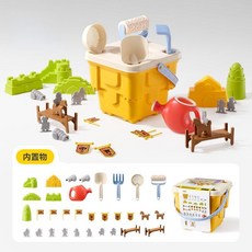 兒童沙灘玩具組 玩沙挖沙工具組, 1套, 490g, 騎士城堡沙灘玩具-黃色