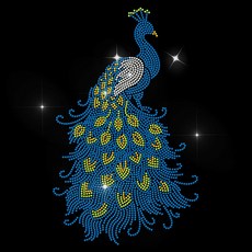 1개 유리 핫픽스 라인스톤 다리미 부착형 아플리케 의상 액세서리 (옷 가방 바지용) 공작새 디자인 (297x210mm), 혼합색