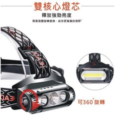 頭燈 登山 露營 健走 修車 賞螢火蟲 夜釣 白 紅 綠三光源 後紅光警示燈 防水多功能 USB充電 可選轉, 1個, 簡配 (單頭燈+USB線