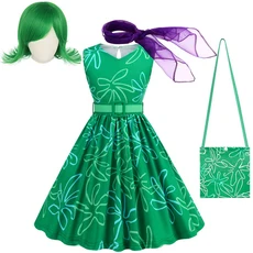 인사이드 아웃 슬픈 드레스 소녀 할로윈 기쁨 코스프레 의상 어린이 만화 역할 놀이 프린트 키즈 판타지 파, 05 Dress Sets 01, 01 9-10T Tag-150