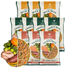 와즈펫 식자재 100% 프리미엄 화식사료_고품질 생육 90%(기호성/뼈) 국내산채소(소화/체중) 필수영양제(피부/노화개선), 100g, 10개, 혼합맛