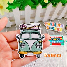 皮卡布 i9 椰子樹錄音帶太陽徽章布章臂章燙刺繡燙布貼，輕鬆打造個性風格, T4,513L貼紙