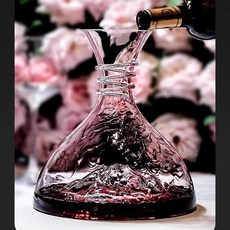 高檔輕奢水晶勃艮第紅酒杯醒酒器套裝，歐式家用高腳杯，玻璃醒酒器，倒酒器，引酒器，分酒器, 1個, 1800ml冰山底纏絲醒酒器