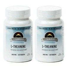 SOURCE NATURALS L-茶氨酸無麩質無糖錠 200mg, 60顆, 2個