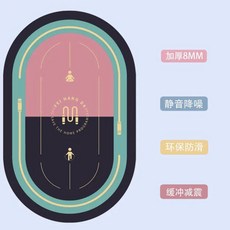 新升級防滑跳繩跳操居家瑜伽健身健腹輪隔音減震室內加厚運動墊, 1個, 悅動綠紫,80*120cm冥想墊