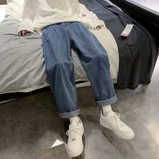 2026新款簡約夏季寬鬆直筒牛仔褲男潮流復古垂感中性闊腿老爹褲潮