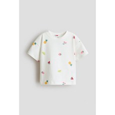 H&M 브랜드관 프린트 티셔츠 크림/과일 1322463019