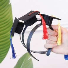 학사모 머리띠 졸업 미니 어린이집 졸업식, 1개, 노랑