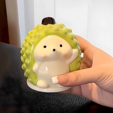 DIU 小刺蝟陶瓷牙籤盒家用高檔牙籤筒個性創意輕奢高級牙線盒棉簽納盒, 1個, 8*9.5cm:榴蓮小刺蝟牙籤盒