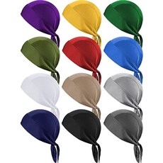Geyoga 12피스 땀 흡수 비니 캡 반다나 스컬 캡 통기성 쿨링 스컬 모자 헬멧 라이너 해적 모자 남성 여성용 퍼플 옐로우 그린 아미 그린 와인 레드 블루 화이