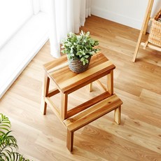나인홈 원목 스텝스툴 사각 사다리 계단의자, 내추럴