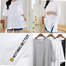 임부복 빅사이즈 큰옷 루즈핏 스마일옆트임반팔티(G929H)