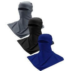 SATIN 새틴IOR3피스방한모페이스커버자외선차단넥커버여름방한모오토바이페이스마스크남성여성용 라이트그레이 로열블루 네이비블루 원사이즈126053, 블랙, 그레이, 네이비 블루