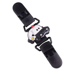 KIDS PARK 雙頭防掉夾 可愛造型奶嘴夾 嬰兒奶嘴防掉鏈 安全材質 多款可選, 2歲以下, 黑色警車, 1個