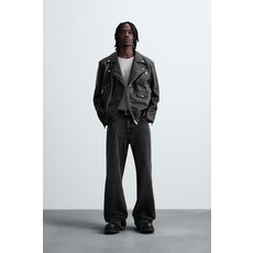 ZARA 가죽 효과 바이커 점퍼 - 블랙