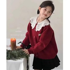 桃園出貨 女童時尚毛衣2025新款紅色香風外套兒童上衣洋氣聖誕針織開衫新年