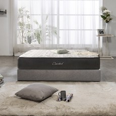국내생산 직접배송 허리가 편한 하드타입 포켓스프링 매트리스 무헤드프레임 침대세트, 스노우